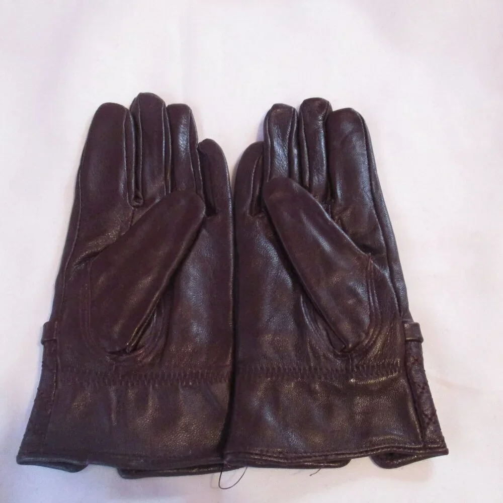 Touchscreen Gloves Leather Quilted Pattern Maroon
